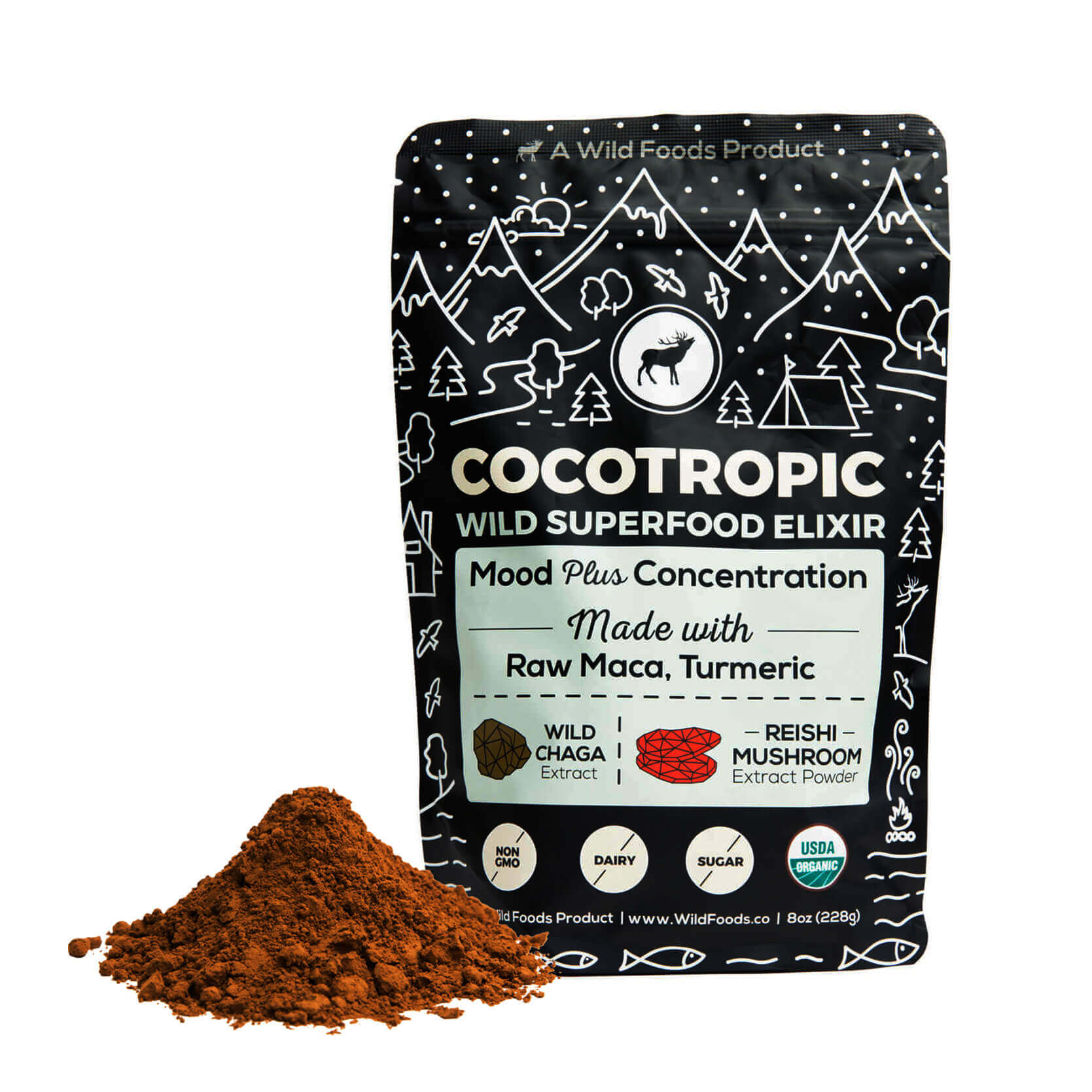 CocoTropic Organic Cocoa Mushroom Mix - Delicious Crash-Proof Energy & Focus - 7000 mg of Adaptogens