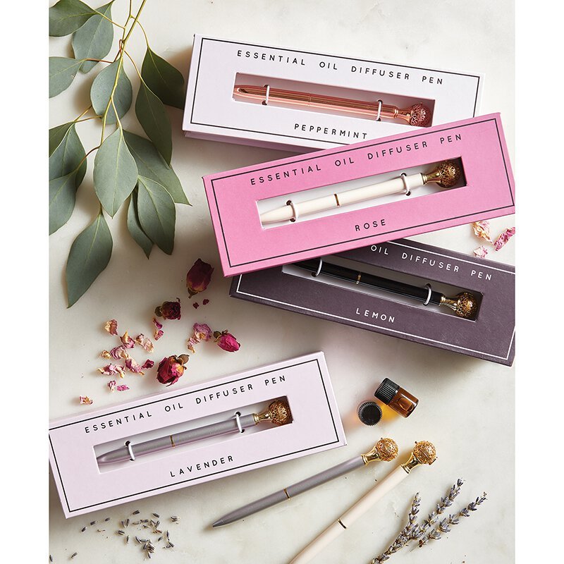 Essential Oil Diffuser Pen in Lavender | Includes 1 ml of Essential Oil and 2 Lava Beads | Refillable