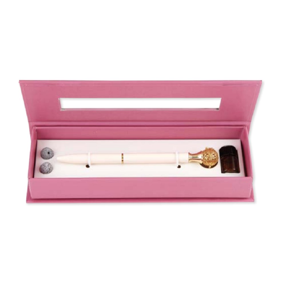 Essential Oil Diffuser Pen in Rose | Includes 1 ml of Essential Oil and 2 Lava Beads | Refillable