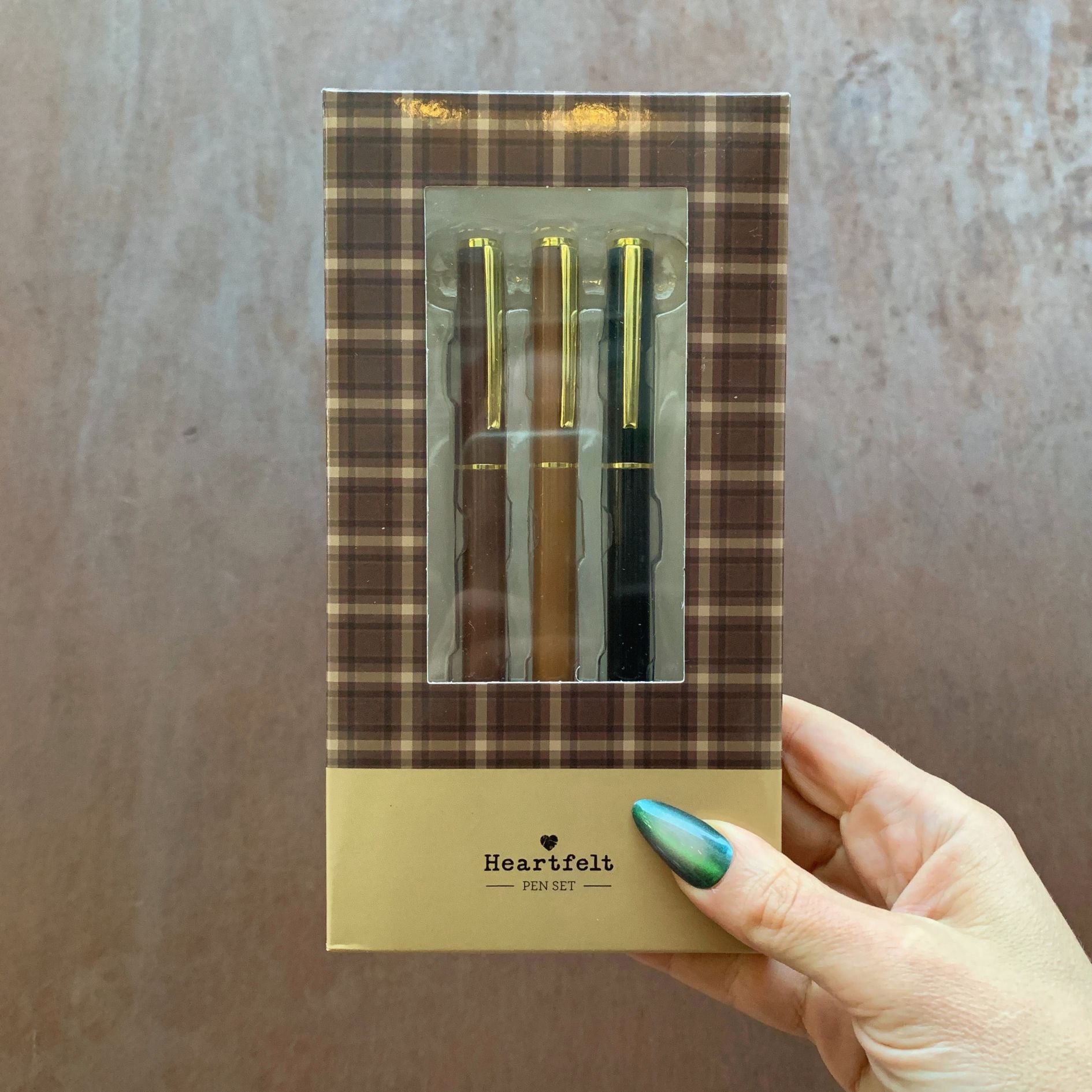 Favorite Memories 3 Piece Pen Set | Father's Day Dad Gift For Him | Set Of 3 Giftable Pens in Plaid Box | Refillable