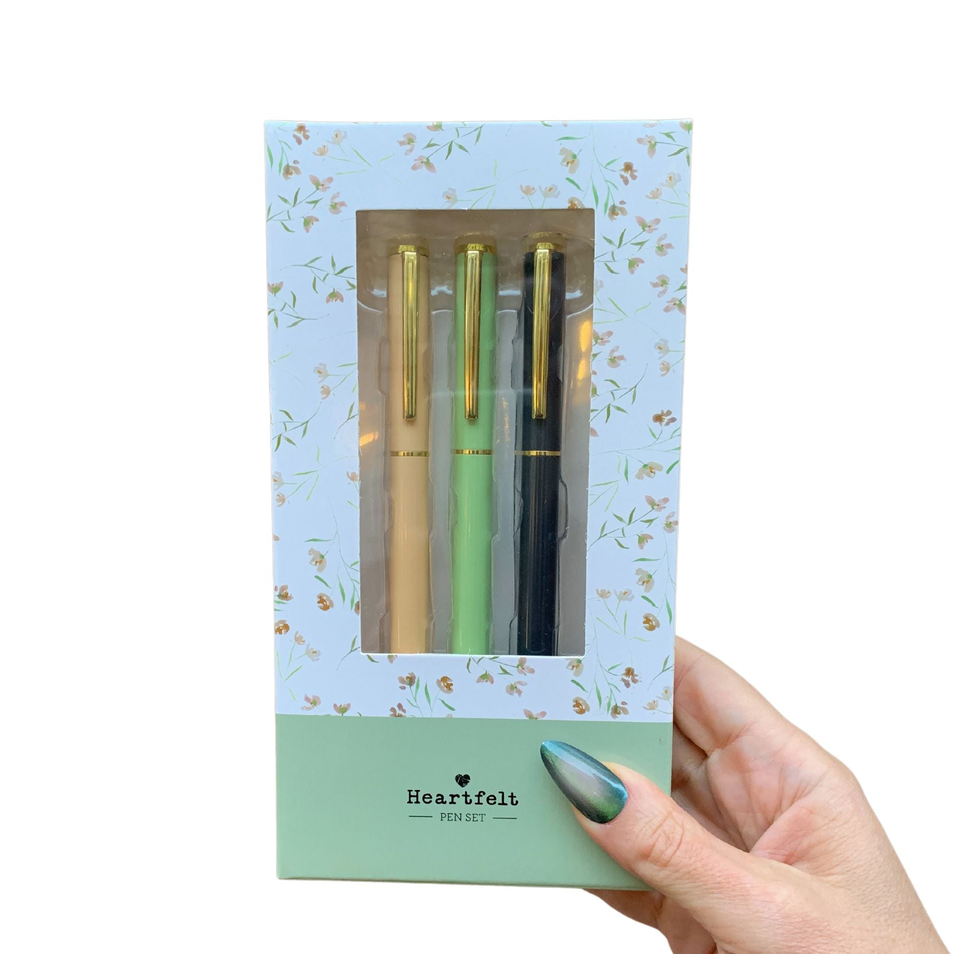 Gratitude 3 Piece Pen Set | Set Of 3 Giftable Pens in Floral Box | Refillable | Gifts For Her