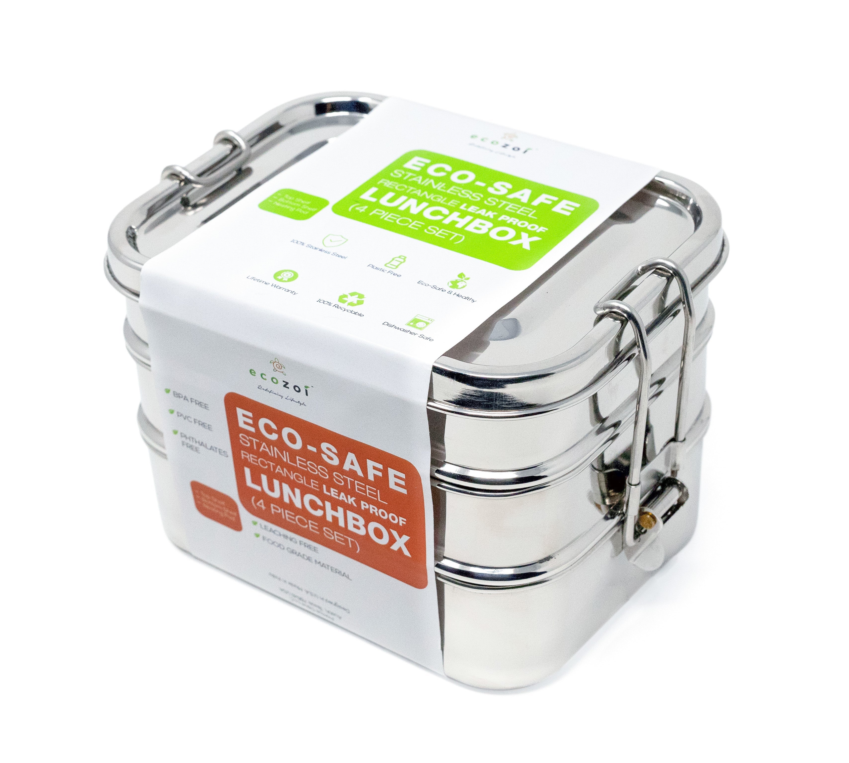 Stainless Steel Lunch Box, 3 Tier Leak Proof, 75 Oz by ecozoi