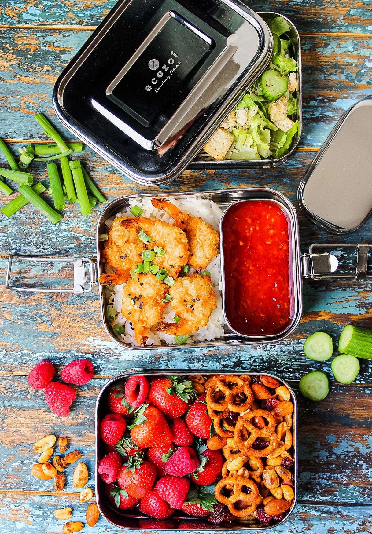 Stainless Steel Lunch Box, 3 Tier Leak Proof, 75 Oz by ecozoi