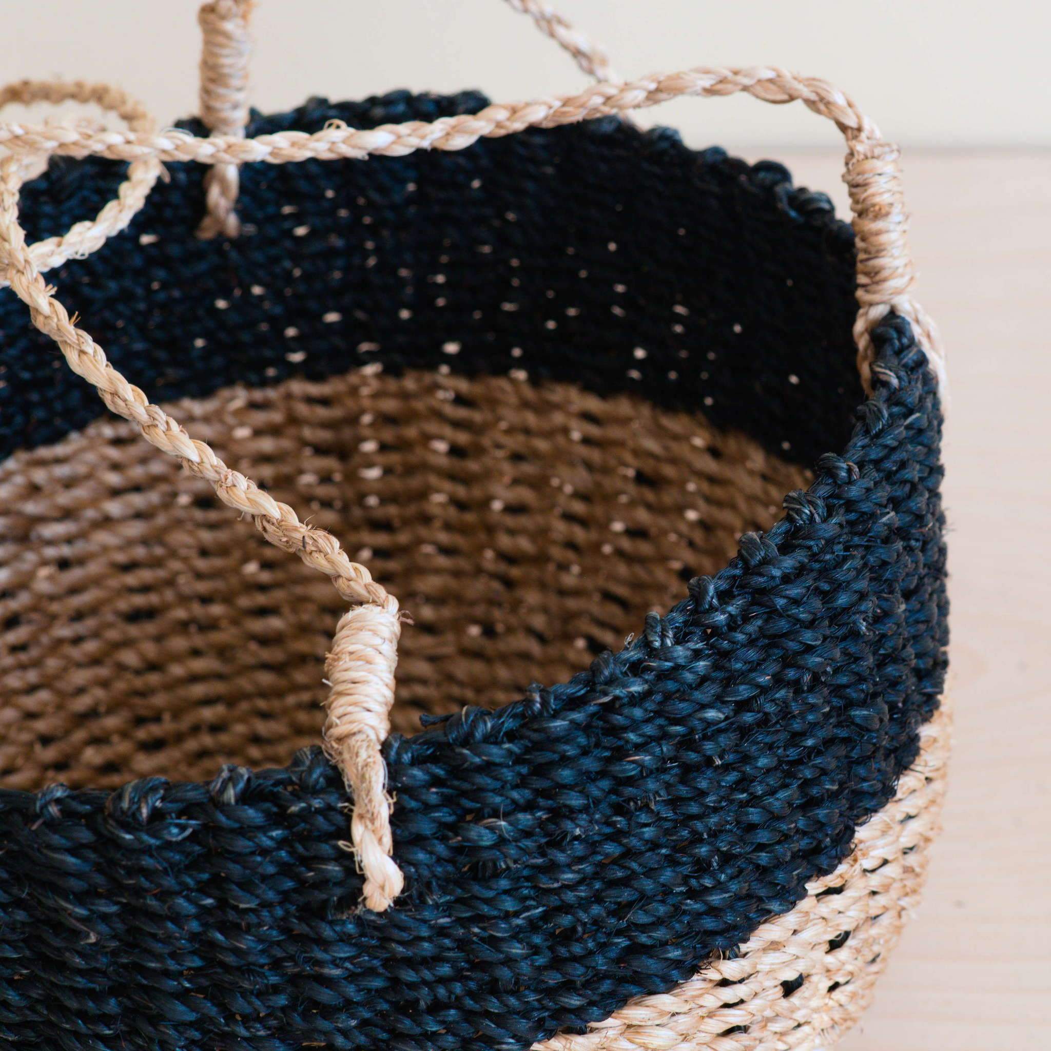 Natural + Black Colorblock Hanging Planter - Hanging Basket | LIKHÂ by LIKHÂ