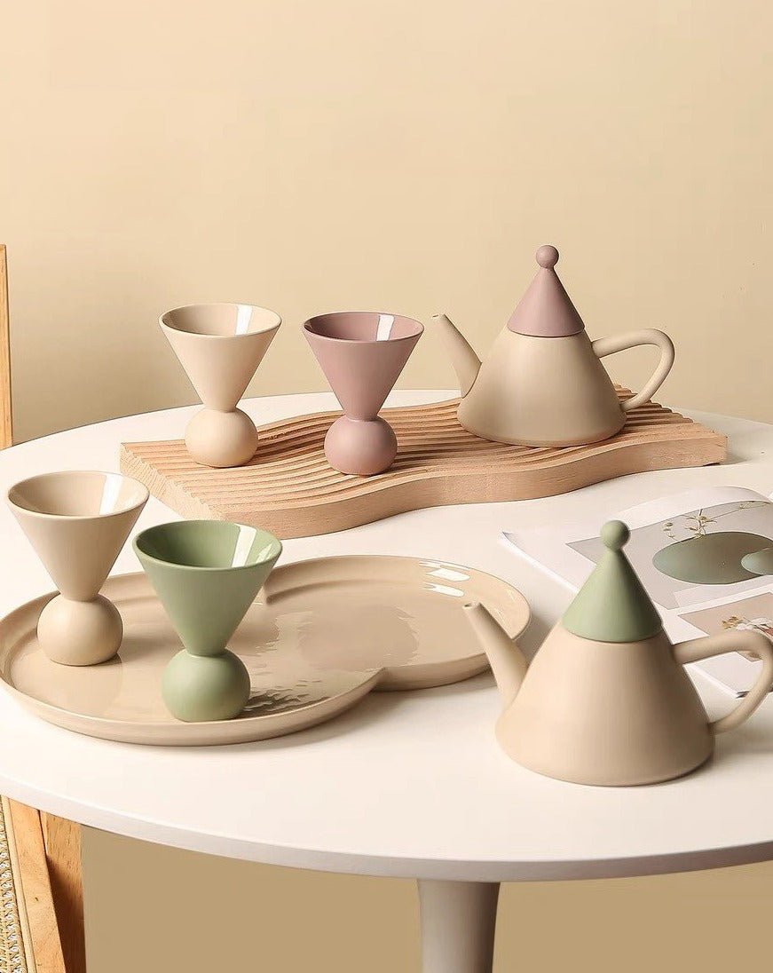 Morandi Ceramic Tea Set Gift Box - Nordic Handmade Cute Teapot & Tea Cups Set of 3 Pcs ( $26.6 Each ) by INSPECIAL HOME