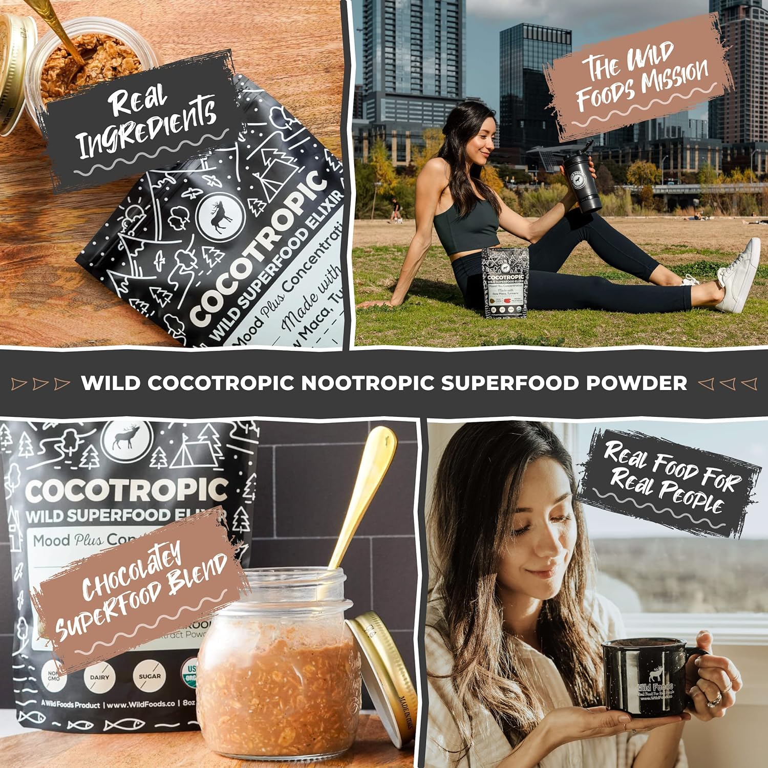 CocoTropic Organic Cocoa Mushroom Mix - Delicious Crash-Proof Energy & Focus - 7000 mg of Adaptogens